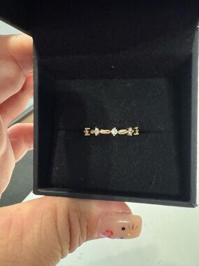 A Classy Chic Boutique Gold Tone Marquise & Round Stone Stacking ring